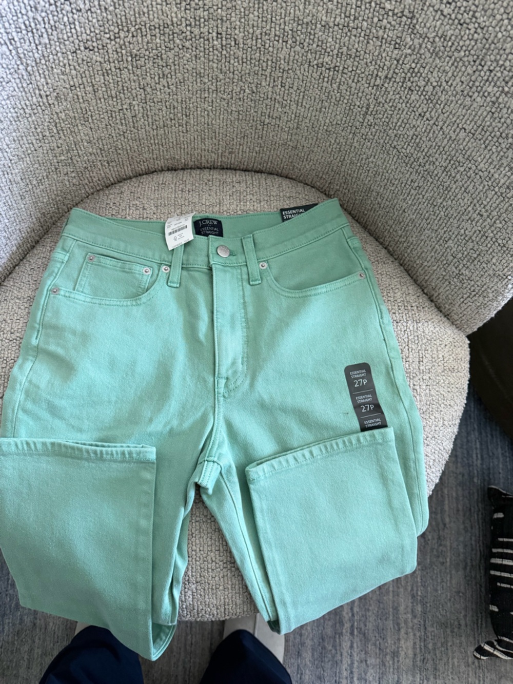 J. Crew Pastel Mint High-Rise Straight Jeans- 27 Petite